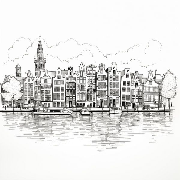 Amsterdam lijntekening van TheXclusive Art