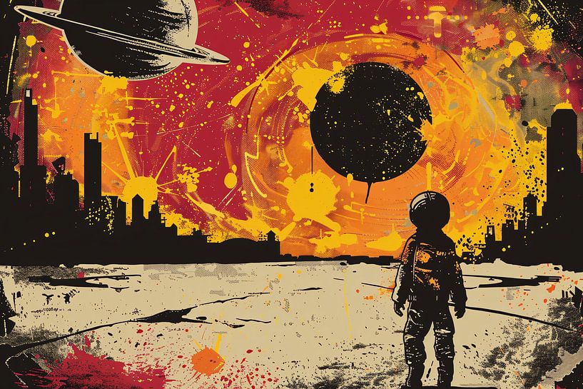 Futuristic skyline and astronaut scout by Art & Soul Creations