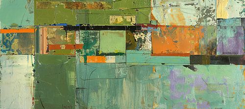 Geometrisch Buntes | Grünes Mosaik Intrige von Abstraktes Gemälde