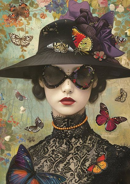 Vlinderdame | Mystique in Bloom van Abstract Schilderij