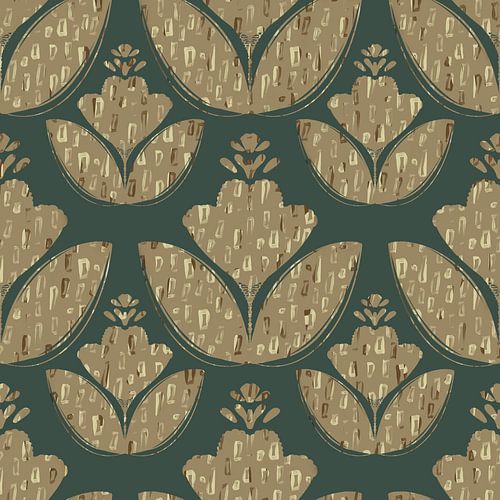 Transformeer je ruimte met het betoverende 'Mid-Century Botanical Whimsy in Teal and Taupe' patroon