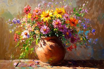 Boeket vaas arrangement van Poster Art Shop