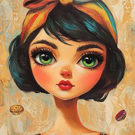 Große Augen | Fröhliches Mädchen mit Stirnband von Blickfänger Gemälde