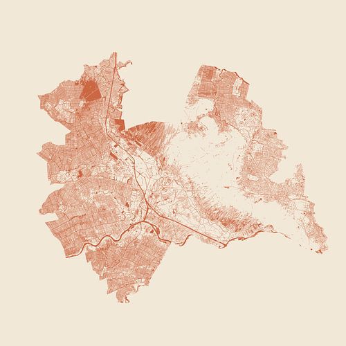 Waterkaart van Utrecht in Terracotta stijl