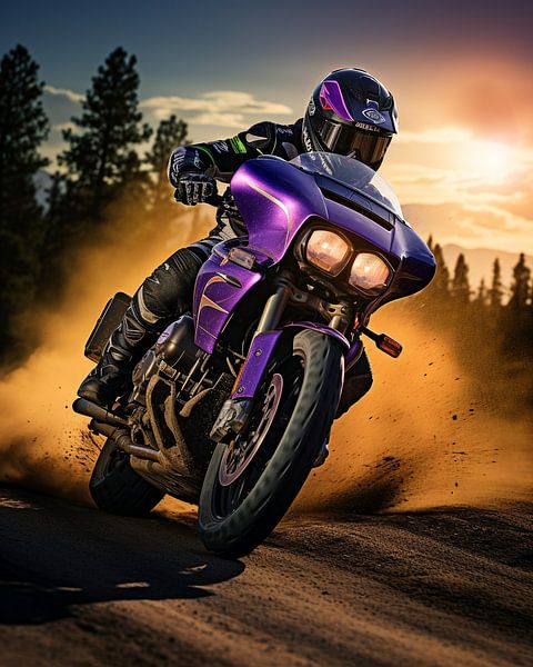 Motorradfahrer in voller Fahrt von ArtOfPictures