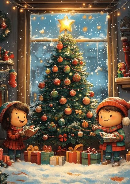 Kerstboom en kleine jongen van Lufy