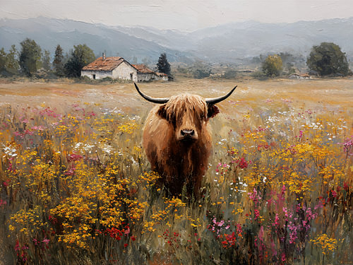 Hochlandrinder-Wildblumenwiese
