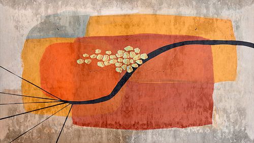 Œuvres d'art minimalistes et abstraites dans les tons beige, jaune, orange et or