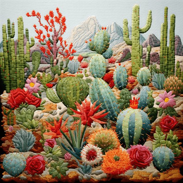 Embroidery needlework lush cateen garden richly detailed colourful by gm_designs