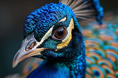 Close Up Of A Peacock Head And Eye