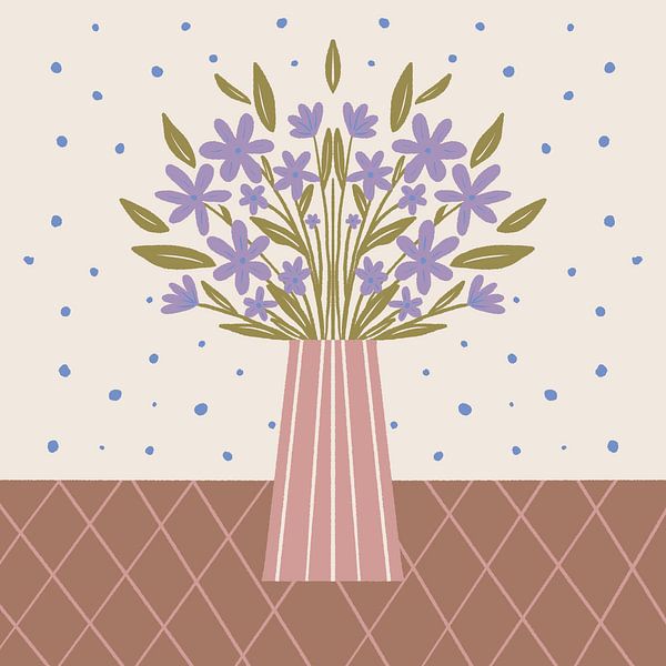 Floral Vase - mocha mousse and violet by Angela Minca
