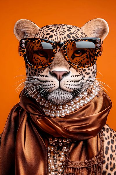 Stylish leopard with sunglasses by Poster Art Shop