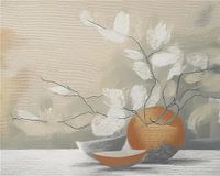 Rustig stilleven schilderij - Japandi/Wabi Sabi stijl