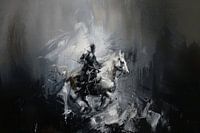 Abstract painting of rider on horseback