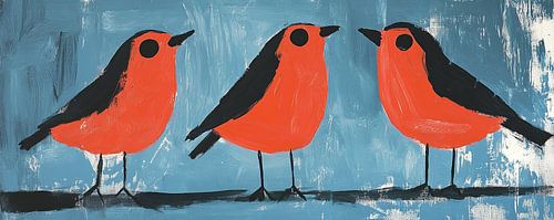 Fröhliche Vögel | Bunte Vögel auf Blau