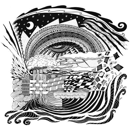 Erweiterung - Strichzeichnung in schwarz-weiß