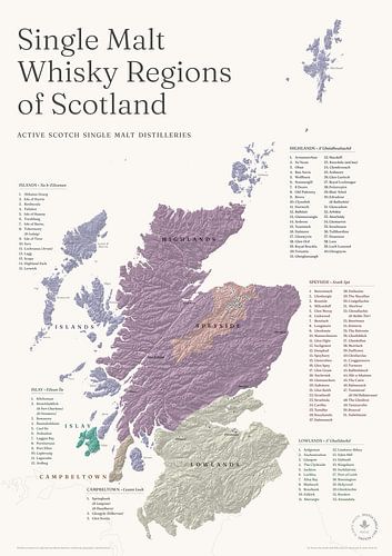 Schotland Whisky Regions Kaart – Classic Edition
