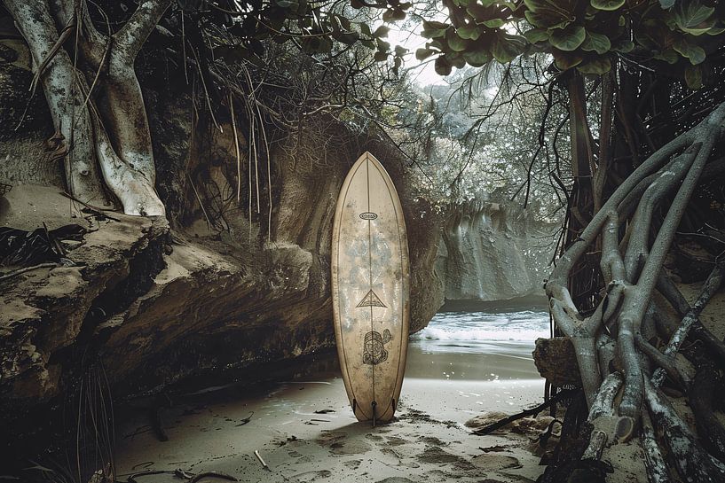 Surfplank op het strand van Art & Soul Creations