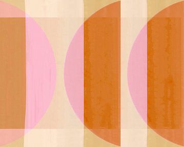 Mid Eeuw Bauhaus Vormen Perzik Roze II van FRESH Fine Art
