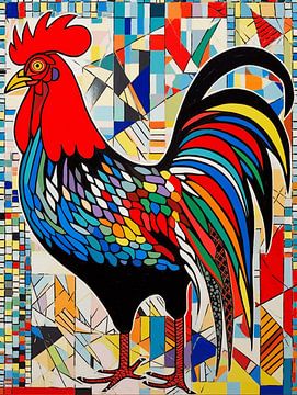 Haan kleurrijk gestileerd pop art grafisch geometrisch van gm_designs