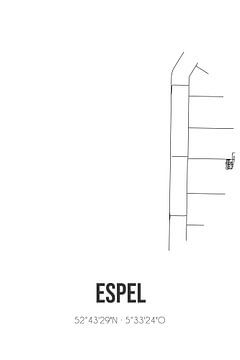 Espel (Flevoland) | Karte | Schwarz und Weiß von Rezona