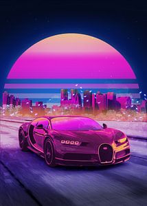 Bugatti Chiron Synthwave van Ali Firdaus