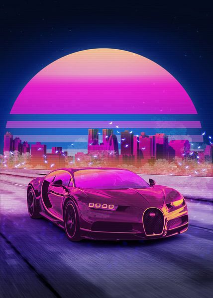Bugatti Chiron Synthwave von Ali Firdaus