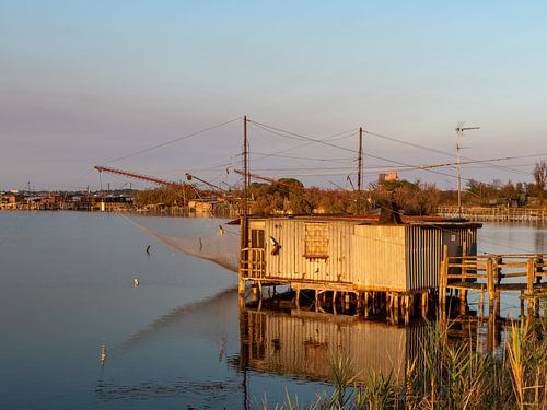 Fischfang in Comacchio an der Adria in Italien