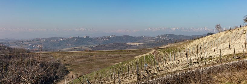 Alpen in Noord Italië gezien vanaf heuvels Piemente van Joost Adriaanse