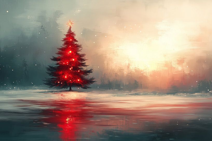 Red Glow in the Winter Night by Eva Lee
