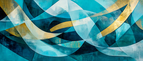 Abstrakte Wellen in Blau und Gold