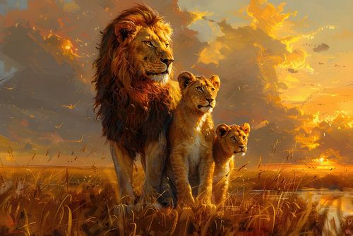 Lion Painting | Lion and Lioness | Glass Painting Lion