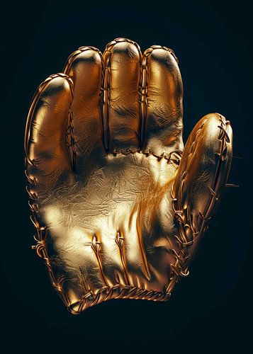 Ein goldener Baseballhandschuh mit metallischer Textur