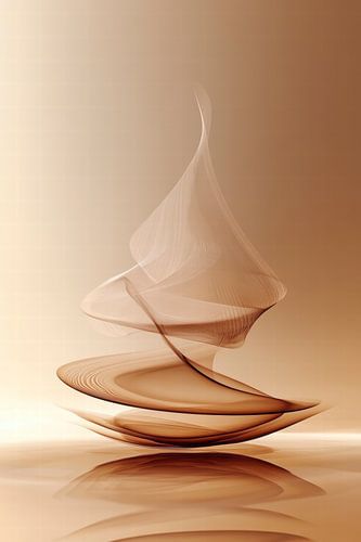 Abstracte zwevende vorm in warme tinten