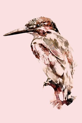 Romantische ijsvogel | Roze Herfst editie, Aquarel van MadameRuiz 2:3