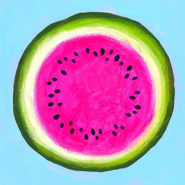 Wassermelonenkreis Acrylgemälde von Karen Kaspar