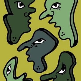 Köpfe Goldgrün von De Kunstwinkel