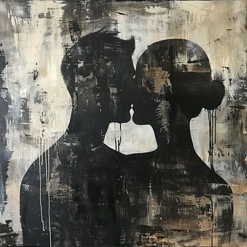 Kussende man en vrouw abstract van TheXclusive Art