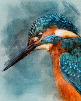Aquarel werk van de ijsvogel