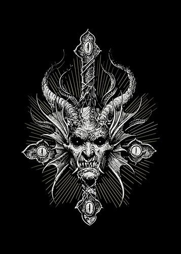 duivelskop in kruislogo