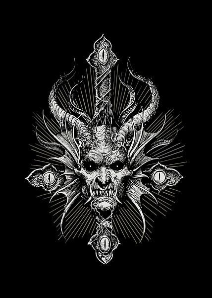 Teufelskopf im Kreuz-Logo von Muhammad Yunus