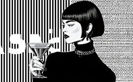 Pop-Art Diva mit Martini