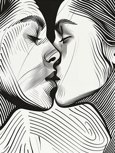 Kussende vrouwen | Lesbische lijntekeningen van Frank Daske | Foto & Design