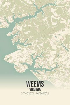 Carte ancienne de Weems (Virginie), USA. sur Rezona