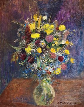 Flowers against blue background, Otto Modersohn