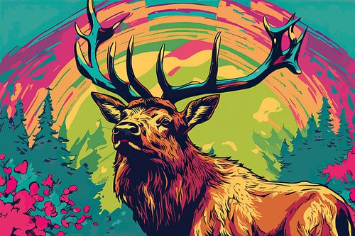 Noble Antlers - Pop Art Elk Illustrations