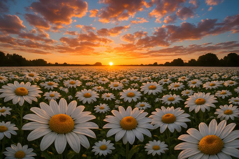 Sunset Over Daisy Dreams by Ajaba Nature