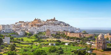 Ostuni, la ville blanche. Ligne d'horizon panoramique. Pouilles, Italie sur Stefano Orazzini