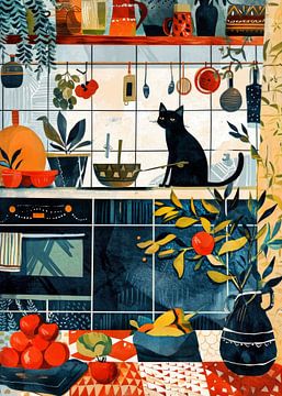 Kat in de keuken #kat #kattenleven van JBJart Justyna Jaszke