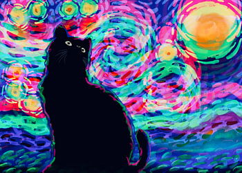 Black cat painting